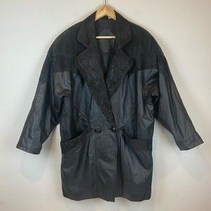 Vintage 90s Preston & York Black Leather Jacket Size Small